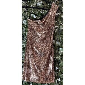 Alexia Admor Sequin Cheetah Print Party Dress- Size: XS